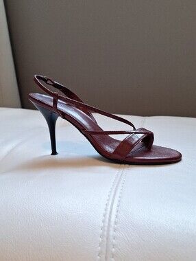 ALDO Burgundy Leather Strappy Slingback Heels
